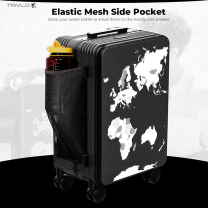 carry on suitcase with water bottle holder and cup holder